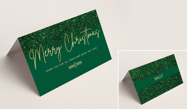 Glitter Christmas Place Cards With Guest Names