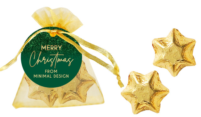 Glitter Christmas Organza Bag With Swing Tag