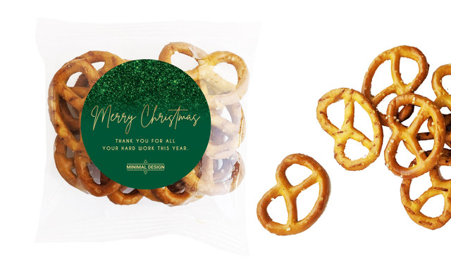 Glitter Christmas Personalised Bag Of Pretzels