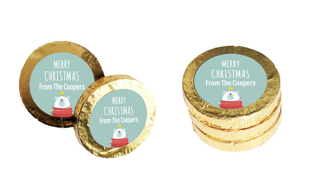Polar Bear Christmas Chocolate Coins (Gold Or Silver)