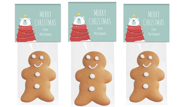 Polar Bear Christmas Gingerbread Man With Custom Topper