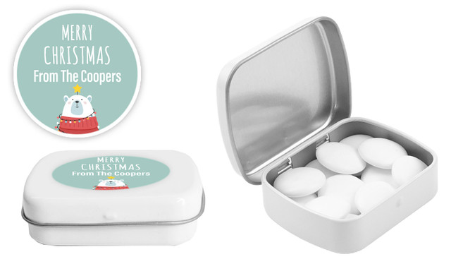 Polar Bear Christmas  Personalised Mint Tin