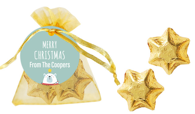 Polar Bear Christmas Organza Bag With Swing Tag