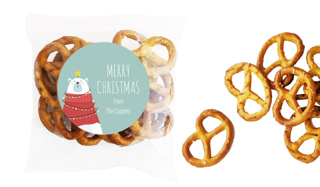 Polar Bear Christmas Personalised Bag Of Pretzels