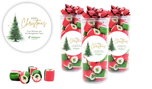 Simple Spruce Christmas Personalised Custom Rock Candy Tube