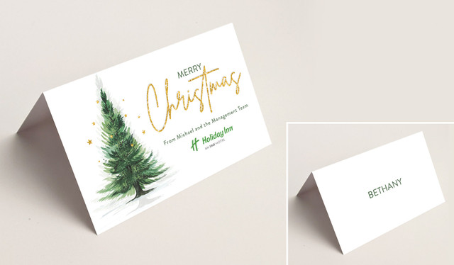 Simple Spruce Christmas Place Cards With Guest Names
