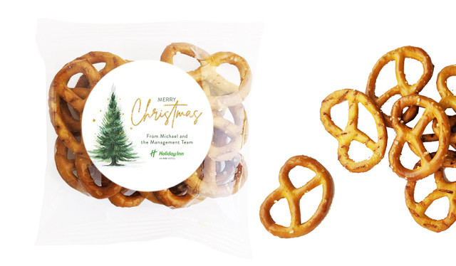 Simple Spruce Christmas Personalised Bag Of Pretzels
