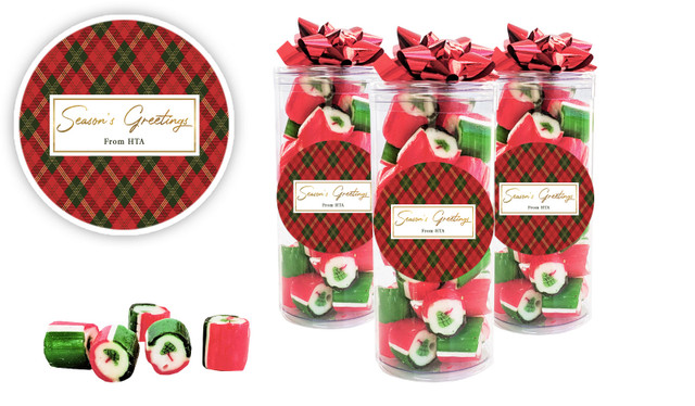 Tartan Christmas Personalised Custom Rock Candy Tube