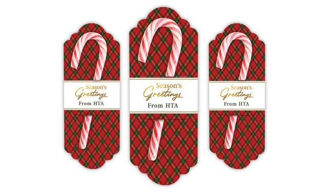 Tartan Christmas Personalised Candy Cane Card