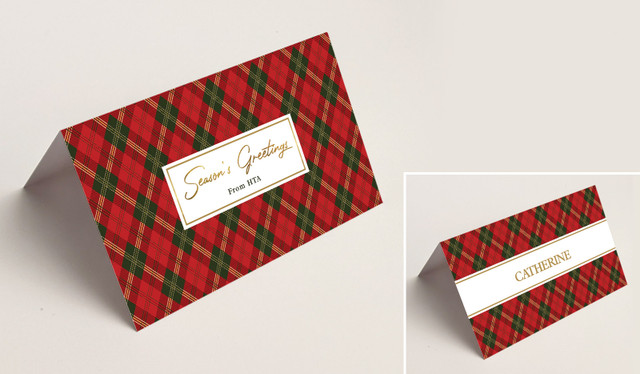 Tartan Christmas Place Cards With Guest Names