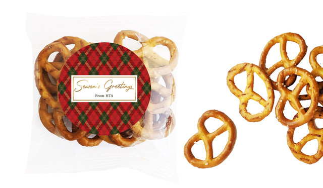 Tartan Christmas Personalised Bag Of Pretzels