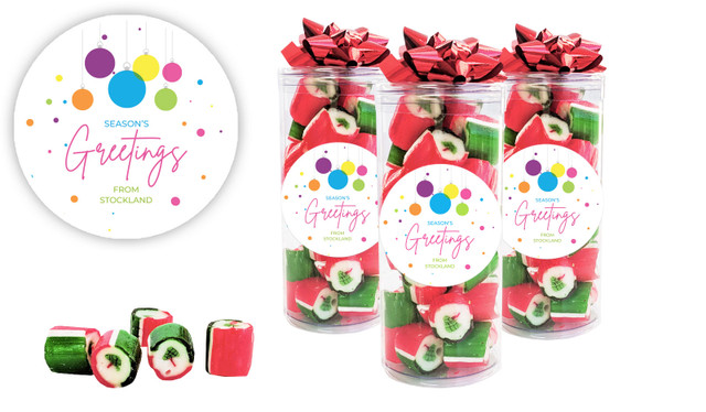 Vivid Baubles Christmas Personalised Custom Rock Candy Tube