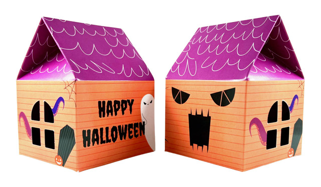 Custom 10cm Haunted House Box In Orange