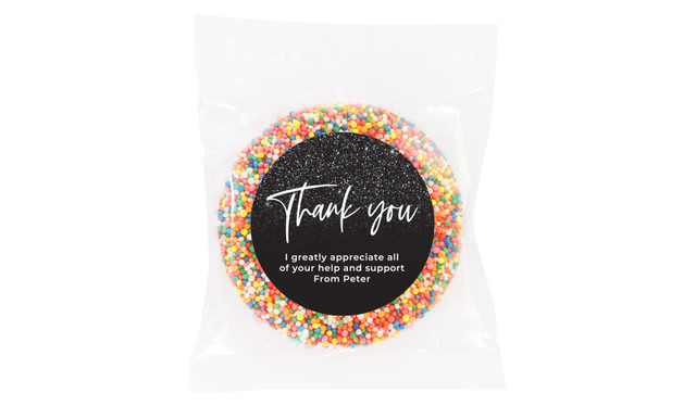Black Glitter Thank You Chocolate Freckle