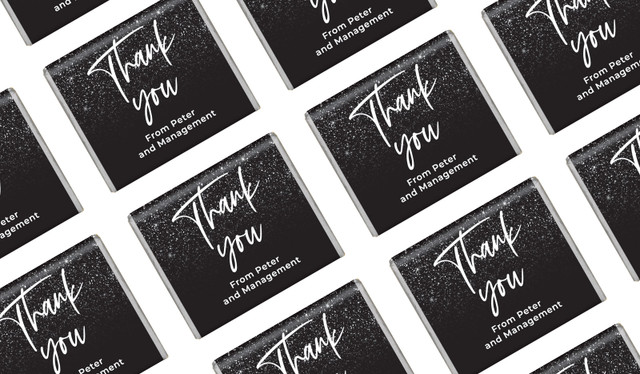 Black Glitter Personalised Thank You Mini Chocolate