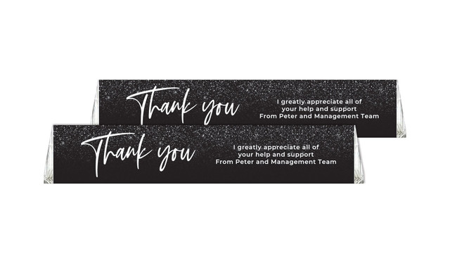 Black Glitter Personalised Toblerone Thank You Chocolates 50g