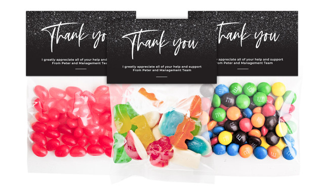 Black Glitter Personalised Lolly Bag With Topper