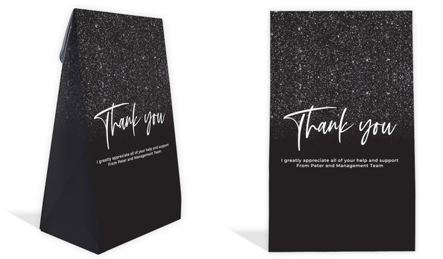Black Glitter Personalised Gusset Favour Bag