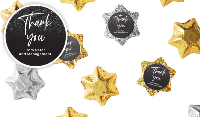 Black Glitter Personalised Foil Chocolate Stars