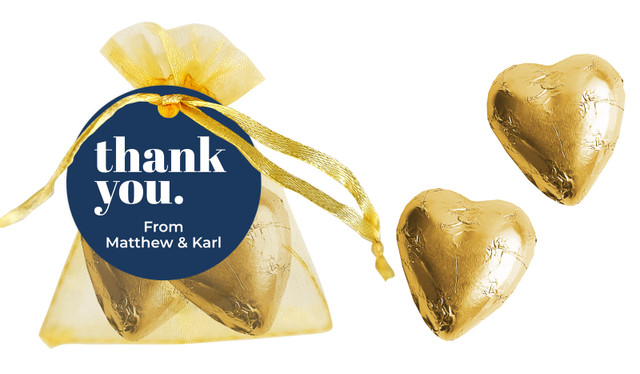 Bold Thank You Personalised Organza Bag
