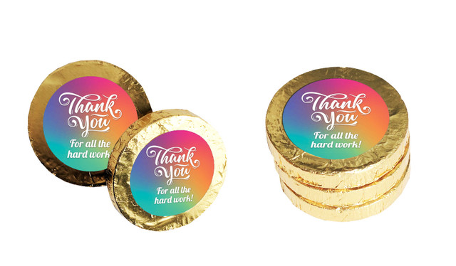 Colourful Thank You Chocolate Coins (Gold Or Silver)