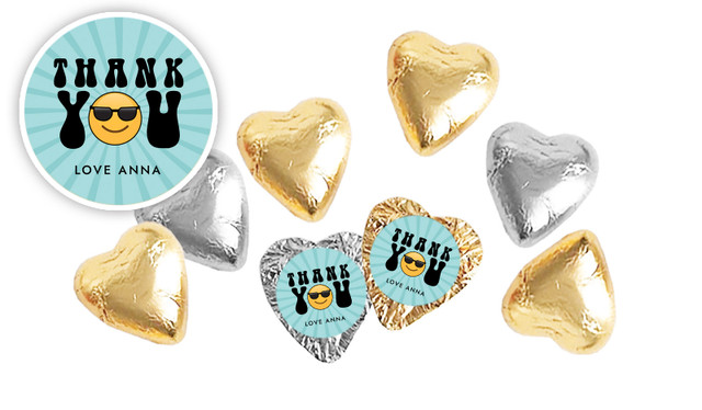 Emoji Personalised Thank You Chocolate Hearts