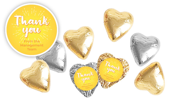 Sunny Personalised Thank You Chocolate Hearts