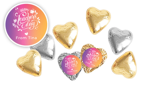 Gradient Personalised Teachers Day Chocolate Hearts