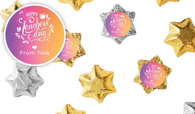Gradient Teachers Day Personalised Foil Chocolate Stars