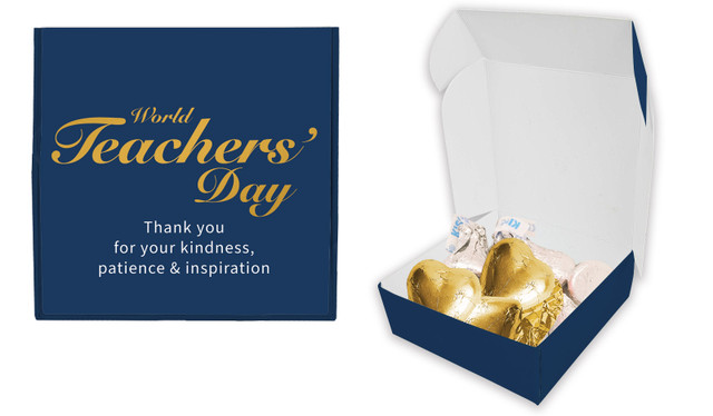 Simple Blue Teachers Day Personalised Hugs And Kisses Box