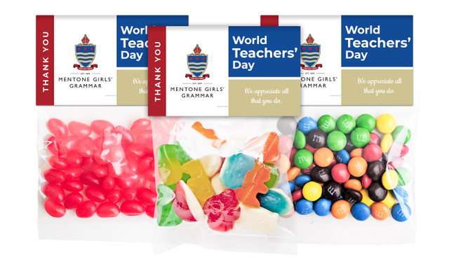 School Colours Personalised Lolly Bag With Topper