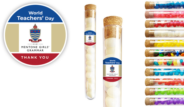 School Colours Teachers Day Personalised Test Tubes