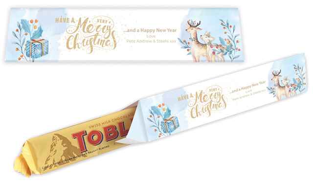Deer Watercolour Christmas Toblerone Bar In A Box