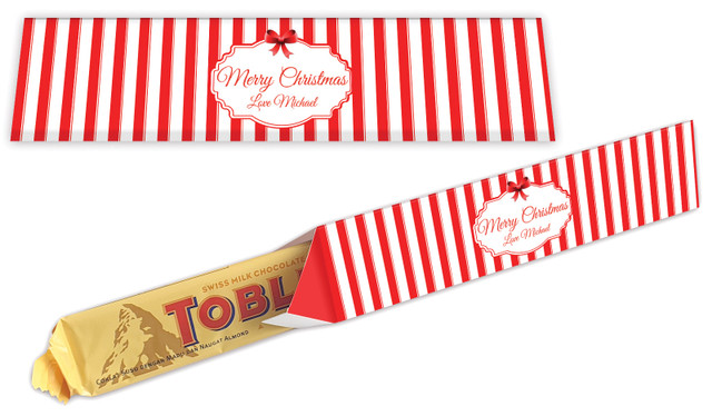 Stripes In Red Christmas Toblerone Bar In A Box