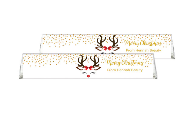 Reindeer Face Christmas Personalised Toblerone Bar 50g