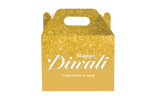 Gold Dust Diwali Personalised Gable Favour Box