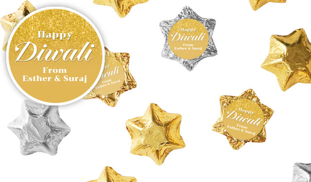 Gold Dust Diwali Personalised Foil Chocolate Stars
