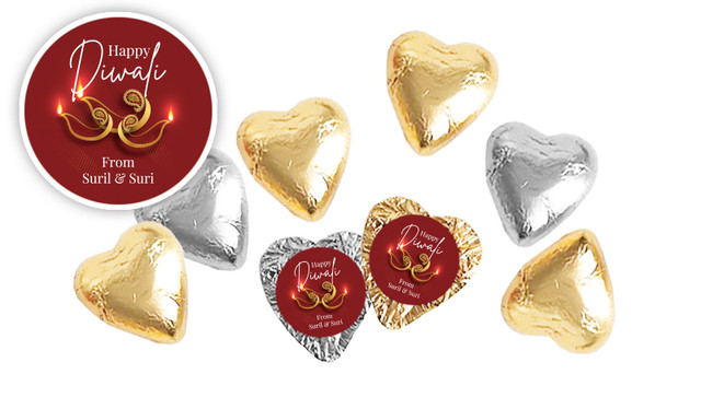 Elegant Lantern Personalised Diwali Chocolate Hearts