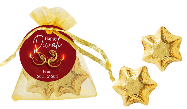 Elegant Lantern Diwali Personalised Organza Bag