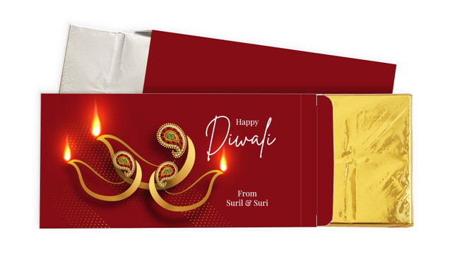 Elegant Lantern Diwali Personalised Chocolate Bar In A Box