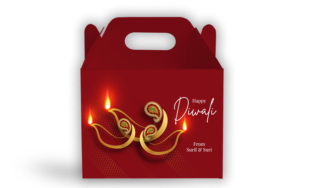 Elegant Lantern Diwali Personalised Gable Favour Box