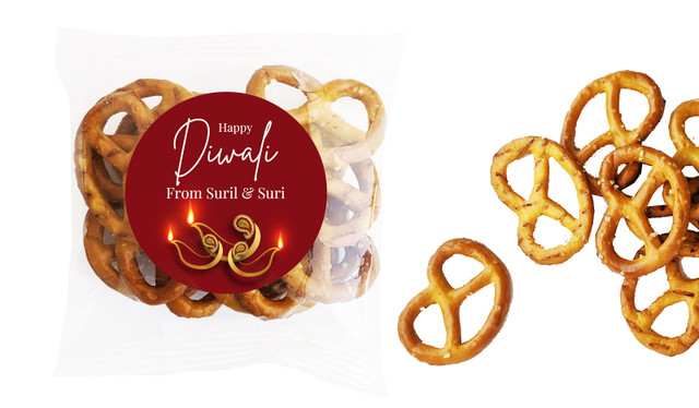 Elegant Lantern Diwali Personalised Bag Of Pretzels