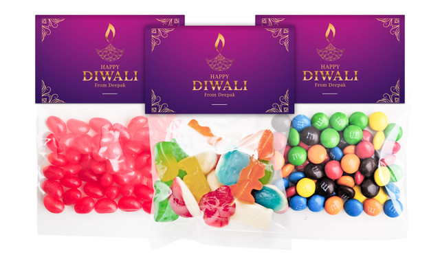 Purple Diwali Personalised Lolly Bag With Topper