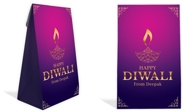 Purple Diwali Personalised Gusset Favour Bag