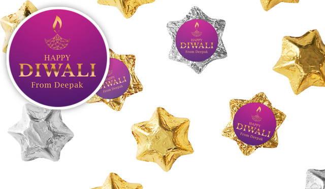 Purple Diwali Personalised Foil Chocolate Stars