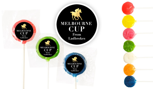 Gold Trip Melbourne Cup Horse Racing Custom 3cm Mini Lollipops