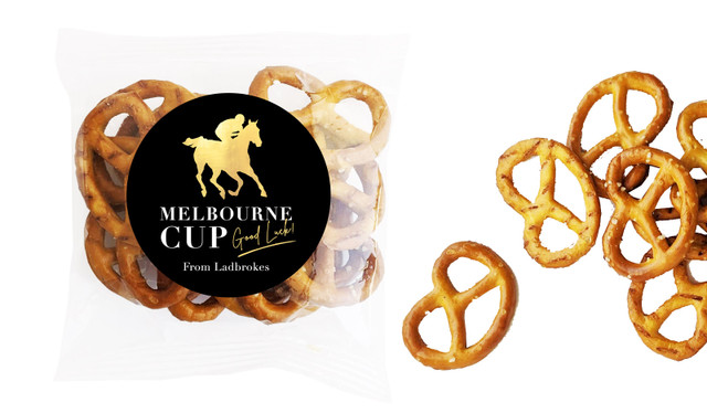 Gold Trip Melbourne Cup Horse Racing Bag Of Pretzels
