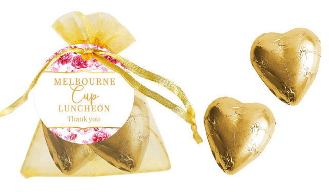 Pink Flowers Melbourne Cup Horse Racing Organza Bag