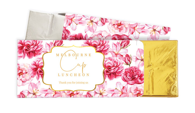 Pink Flowers Melbourne Cup Horse Racing Chocolate Bar In A Box