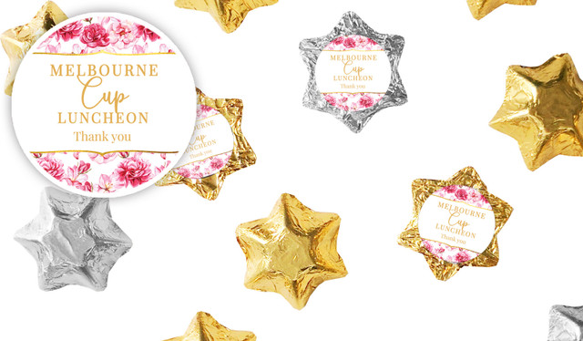 Pink Flowers Melbourne Cup Horse Racing Chocolate Stars